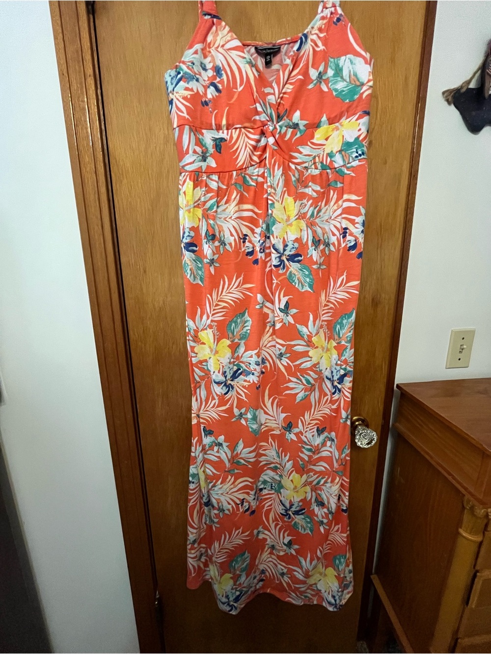 Allison Brittney Coral Floral Maxi Jumpsuit with Tropical Print